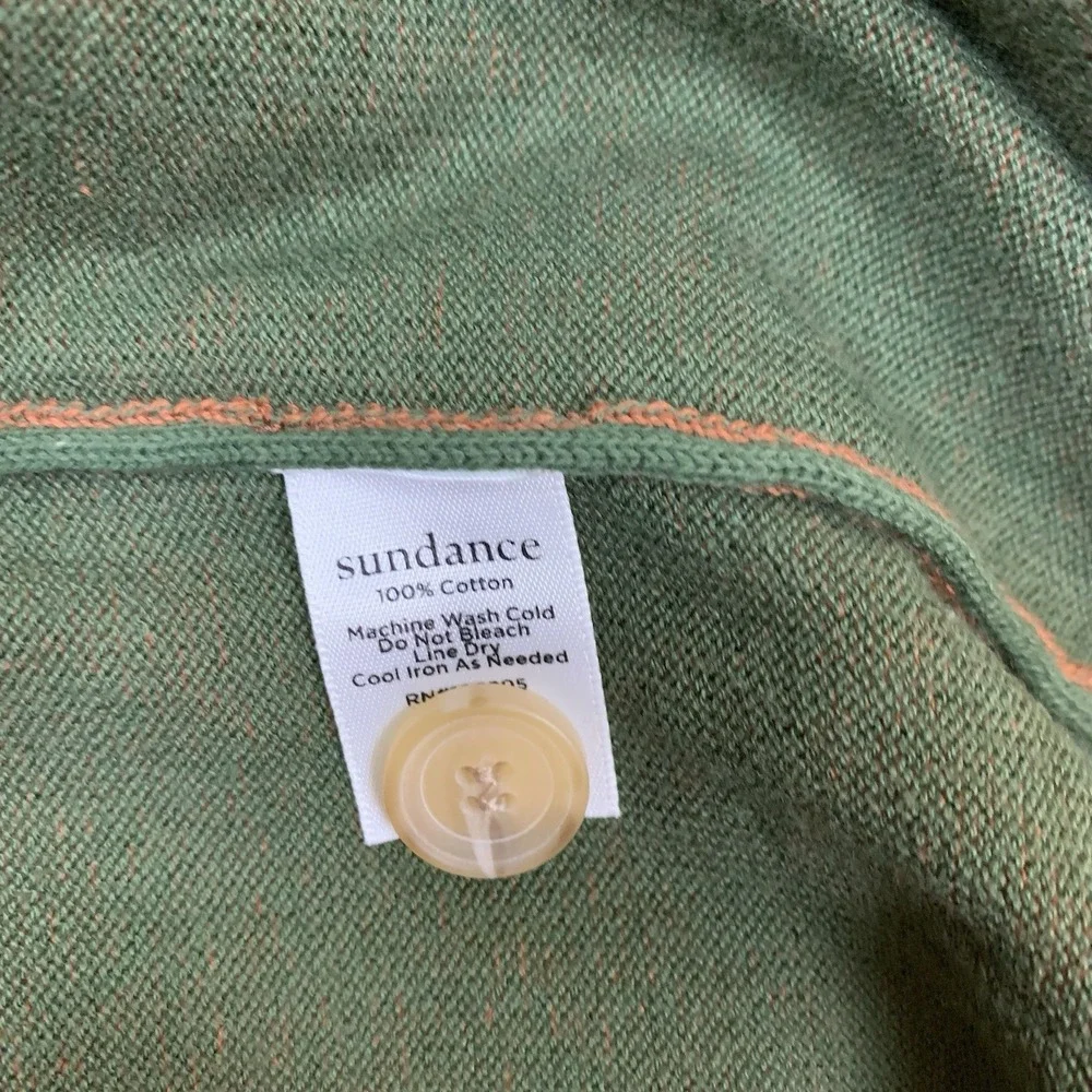 Sundance Cotton Henley‎ Pullover Brown Green Trim Cozy Casual XXL Men's